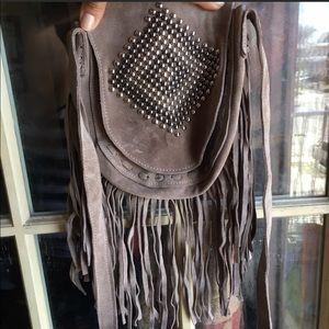 Crossbody suede bag. Strap 27”long. Repost.